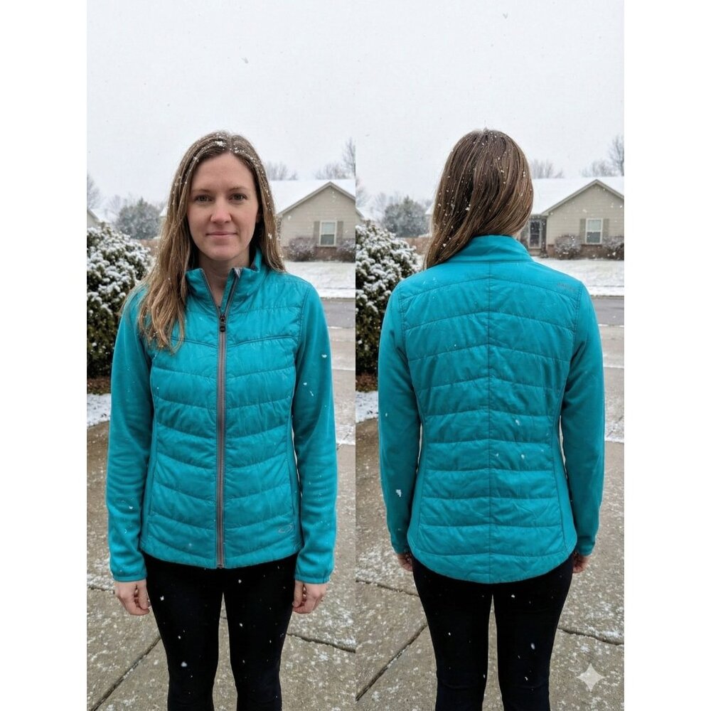 Oakley Women's Teal Hybrid Puffer Jacket Size Medium Full Zip Quilted Pockets